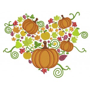 Pumpkins Thanksgiving Cornucopia Filled Machine Embroidery Design Digitized Pattern